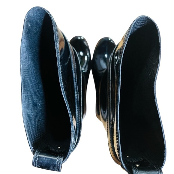 COACH TARA TALL BLACK GLOSSY RUBBER RAIN BOOTS SIZE 11 - Picture 6 of 12